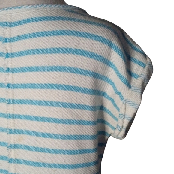 Lou & Grey Blue White Stripe Cotton French Terry Midi Length Dress Size Small - Picture 7 of 9